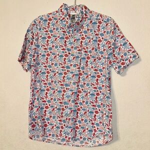 Kennington short sleeve button Shirt, seaside ocean printed, size Large